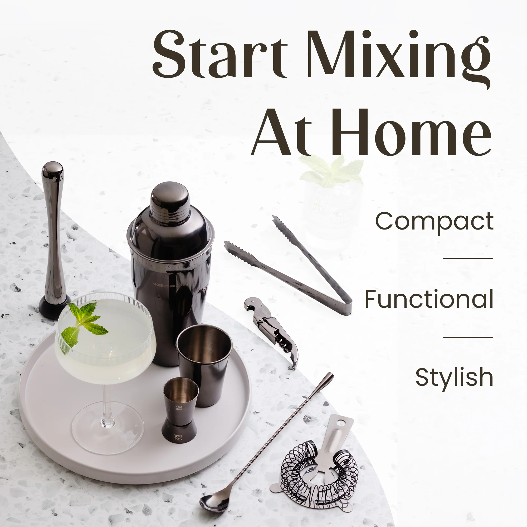23-Piece Cocktail Shaker Set with Stand - Image 2