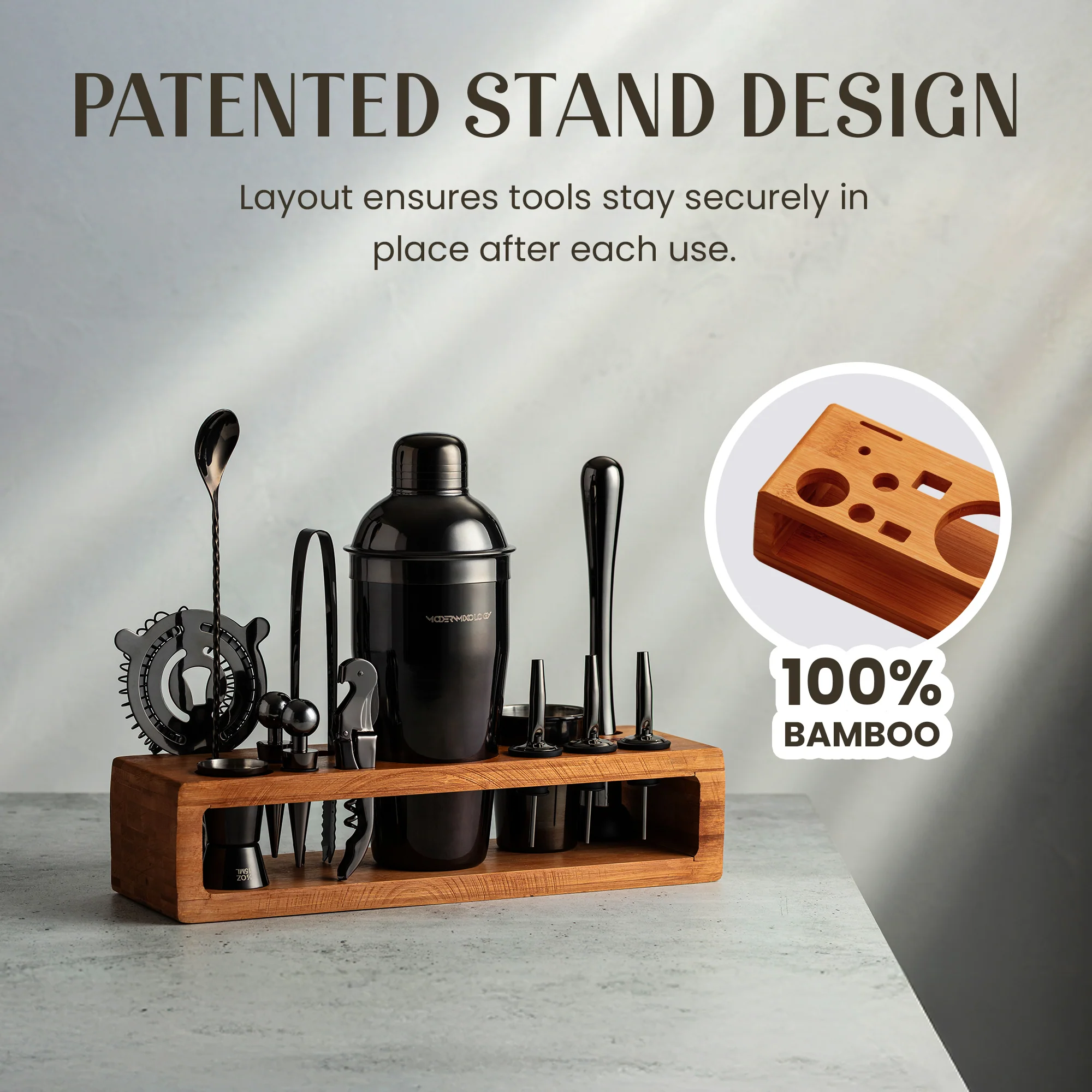23-Piece Cocktail Shaker Set with Stand - Image 4