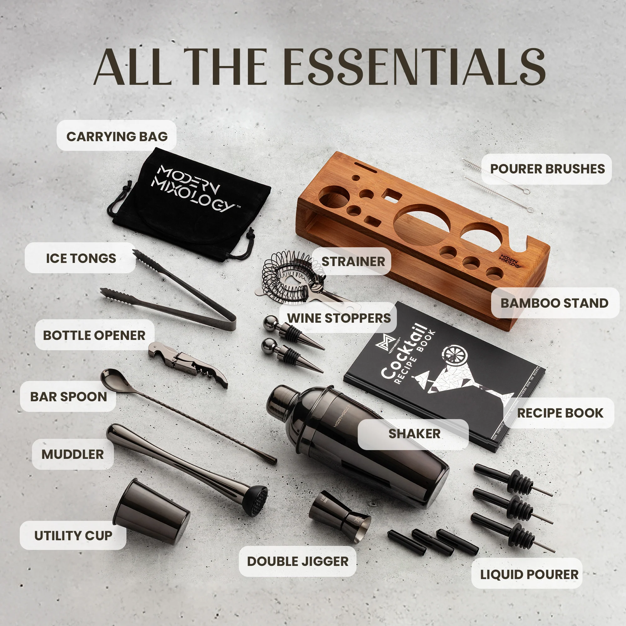 23-Piece Cocktail Shaker Set with Stand - Image 6