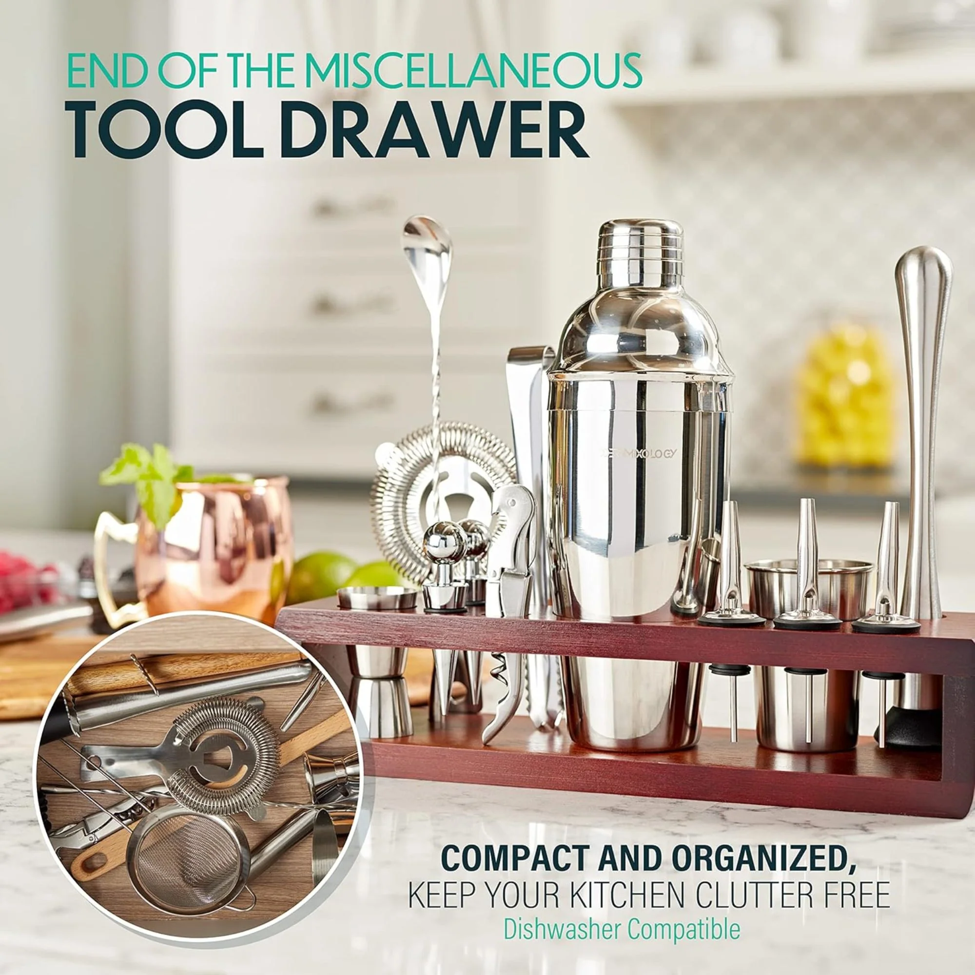 24-Piece Bartender Kit | Dark Wood Stand - Image 5