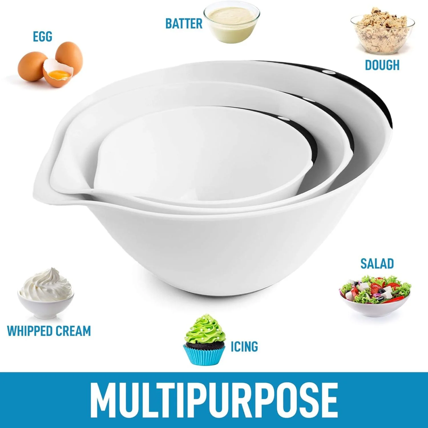 3-Piece Plastic Mixing Bowl Set - Image 5
