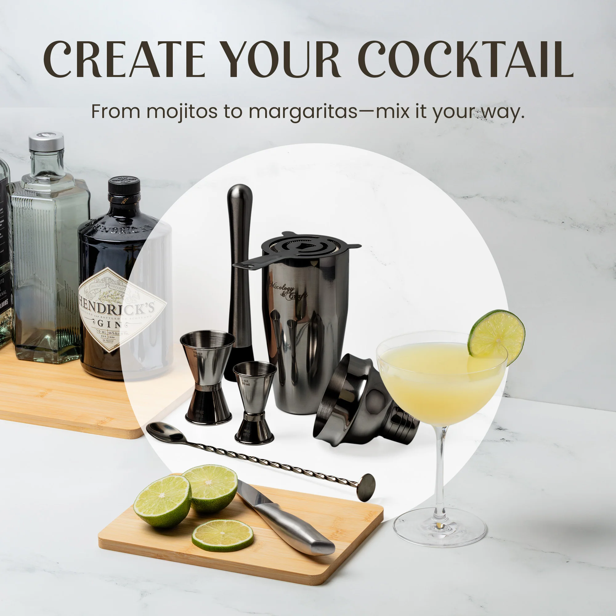 Bartender Kit with Rustic Wood Stand | 11-Piece - Image 3