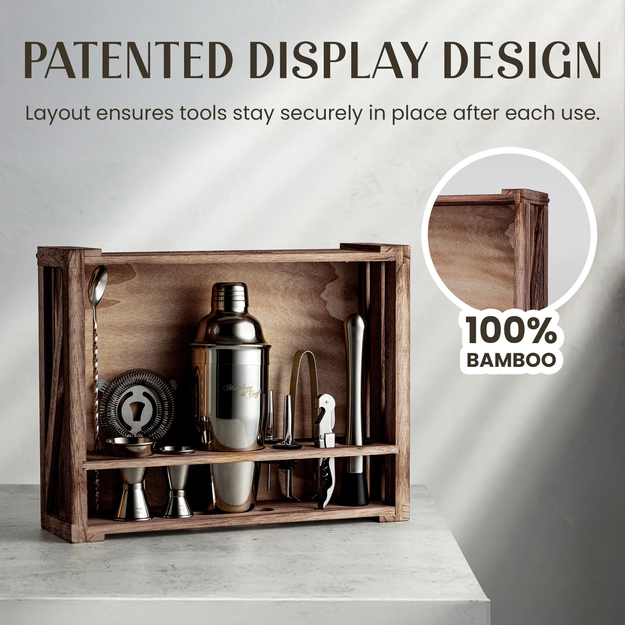 Bartender Kit with Rustic Wood Stand | 11-Piece - Image 4