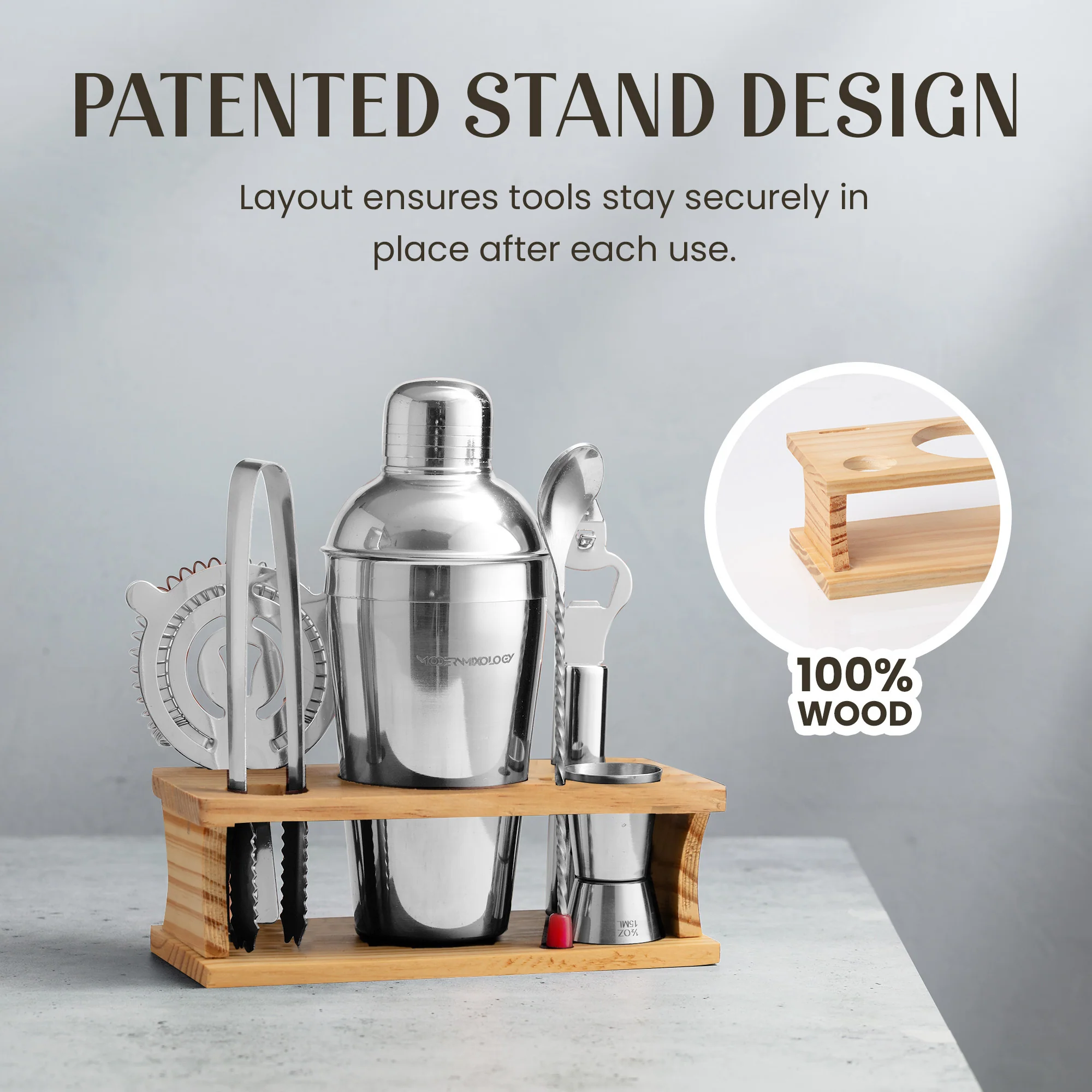 Bartender Kit with Wood Stand | 8-Piece - Image 5
