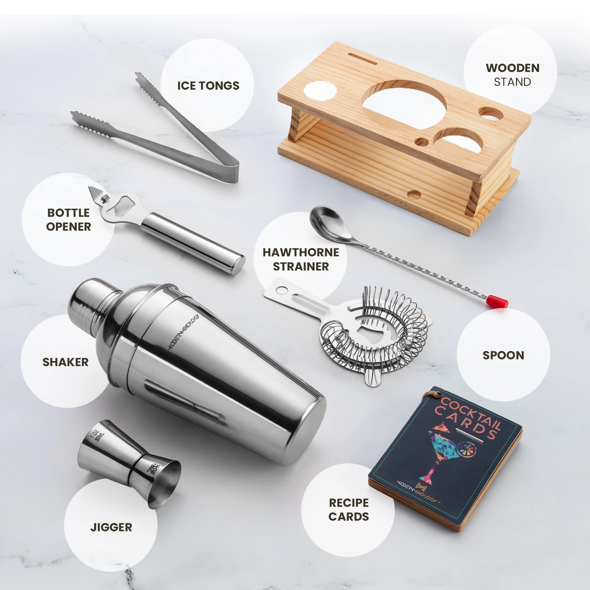 Bartender Kit with Wood Stand | 8-Piece - Image 7
