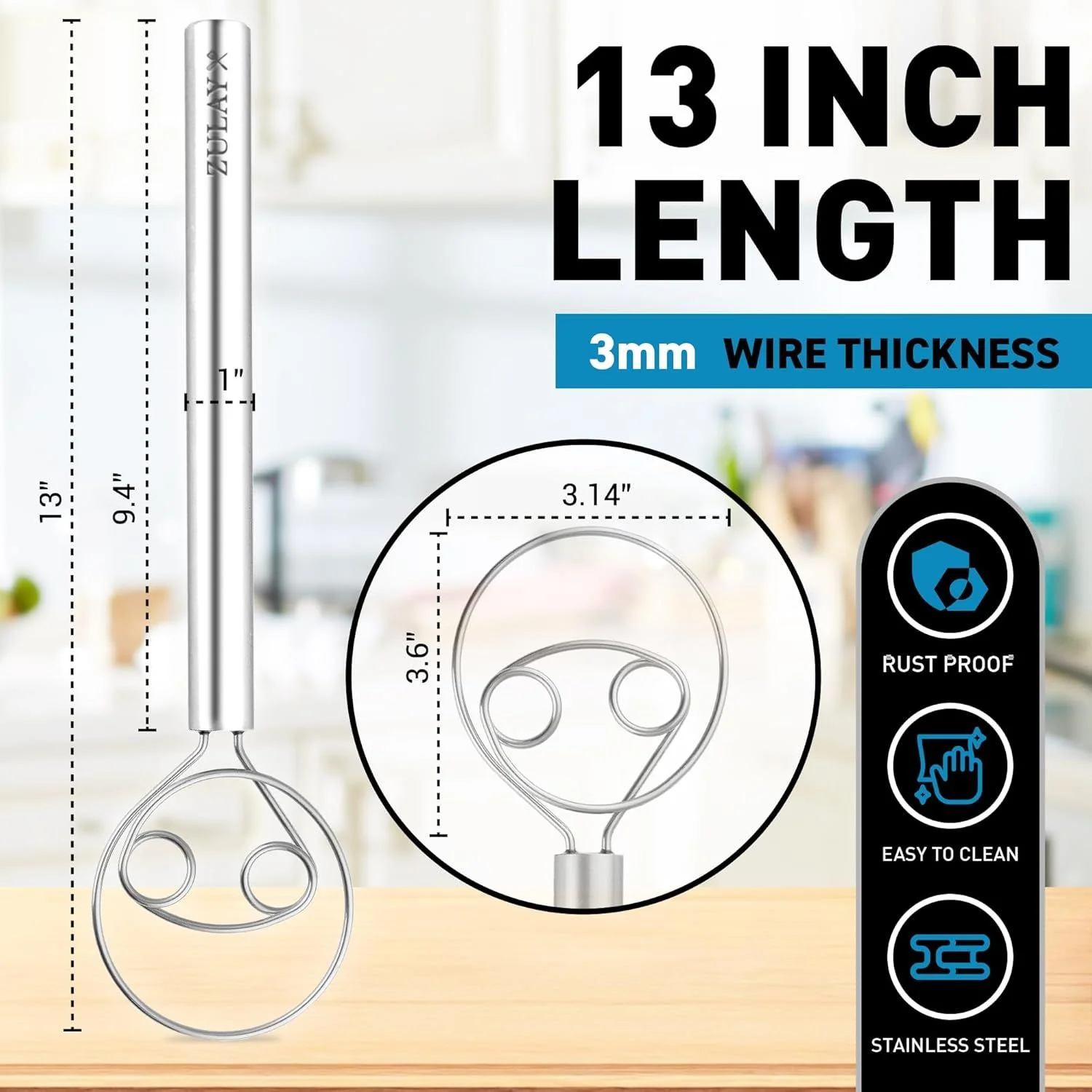 Danish Dough Whisk Stainless Steel - Image 2