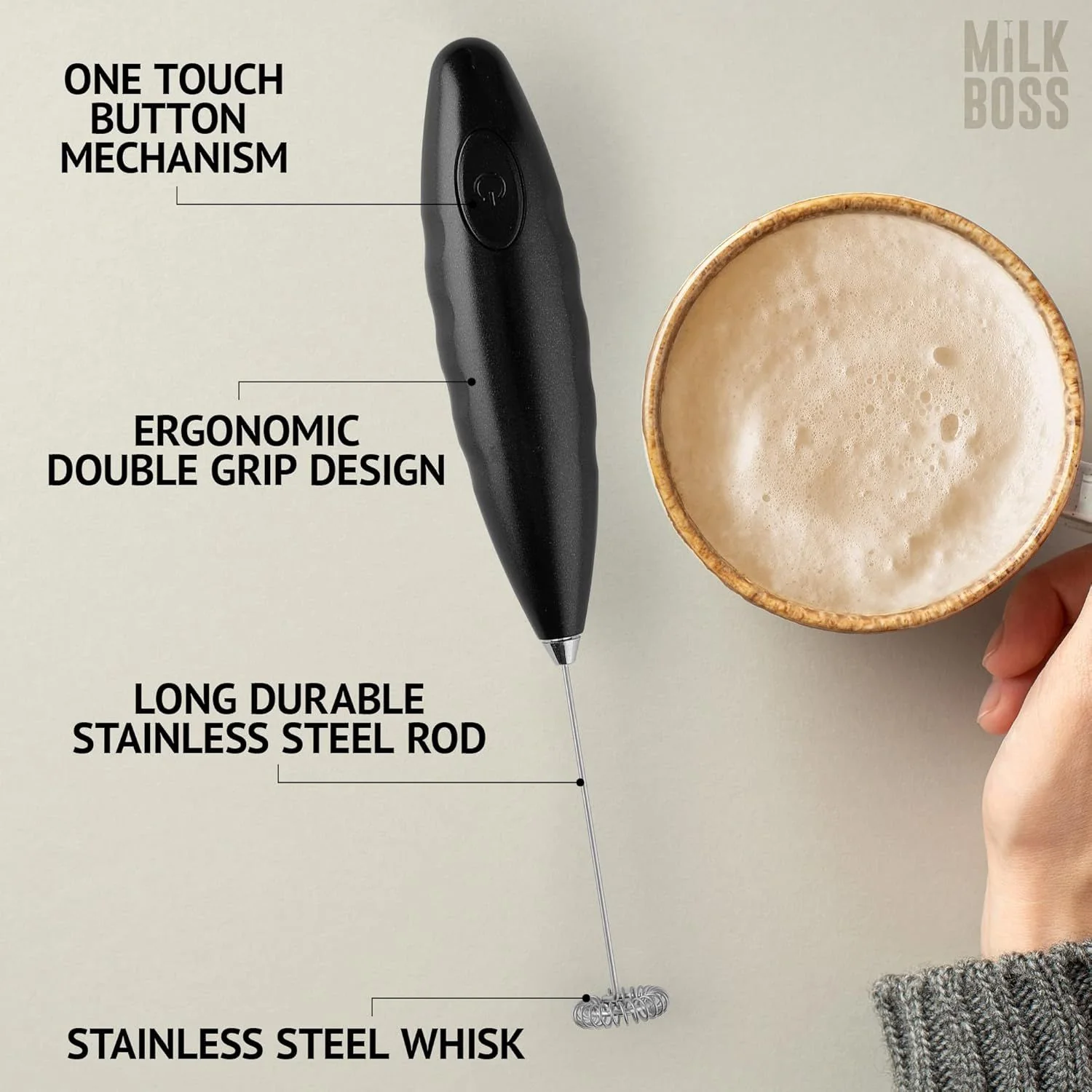 Double Grip Handheld Milk Frother - Image 3