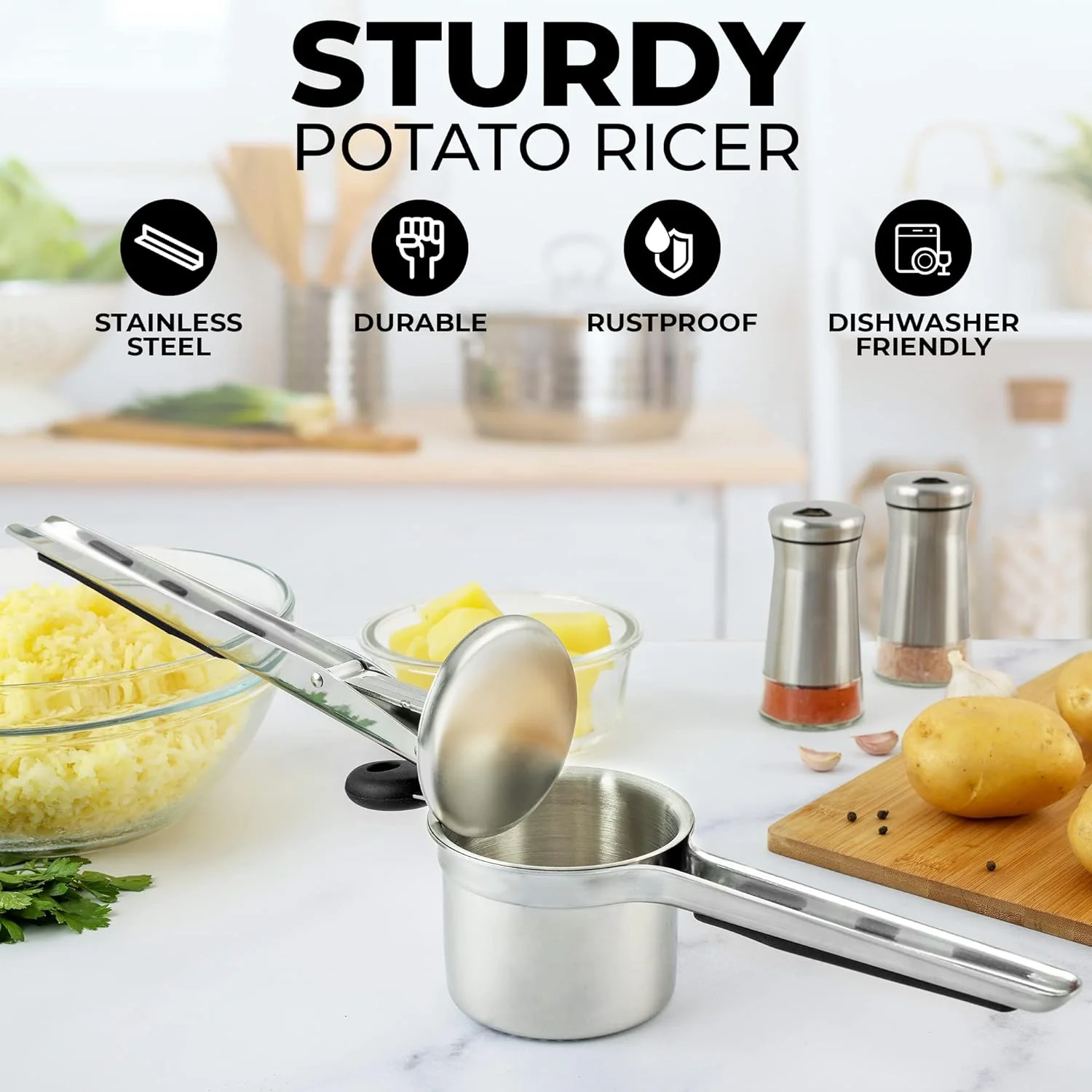Stainless Steel Potato Ricer - Image 5