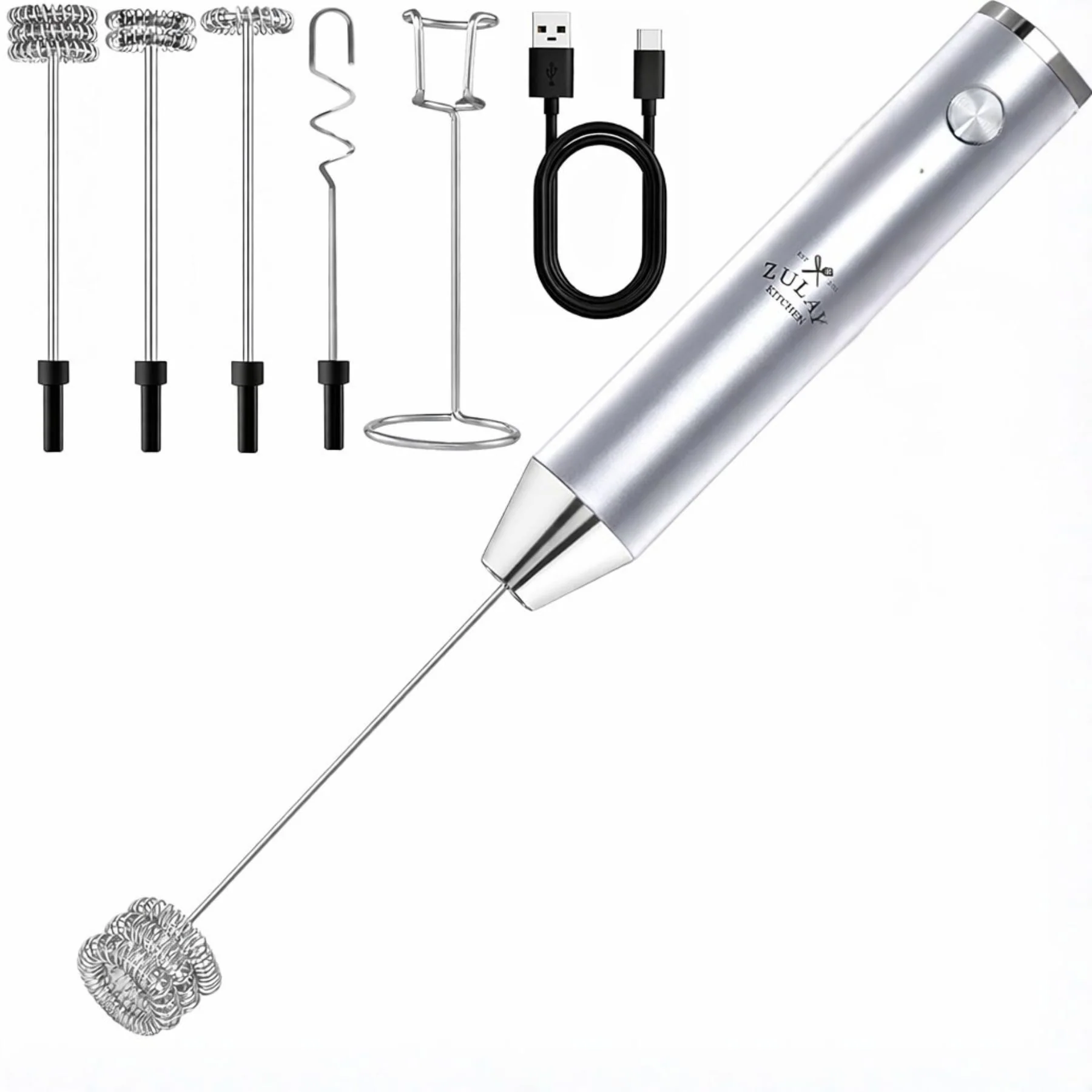 LUX™ Handheld Milk Frother – Rechargeable, 4 Whisks - Image 11