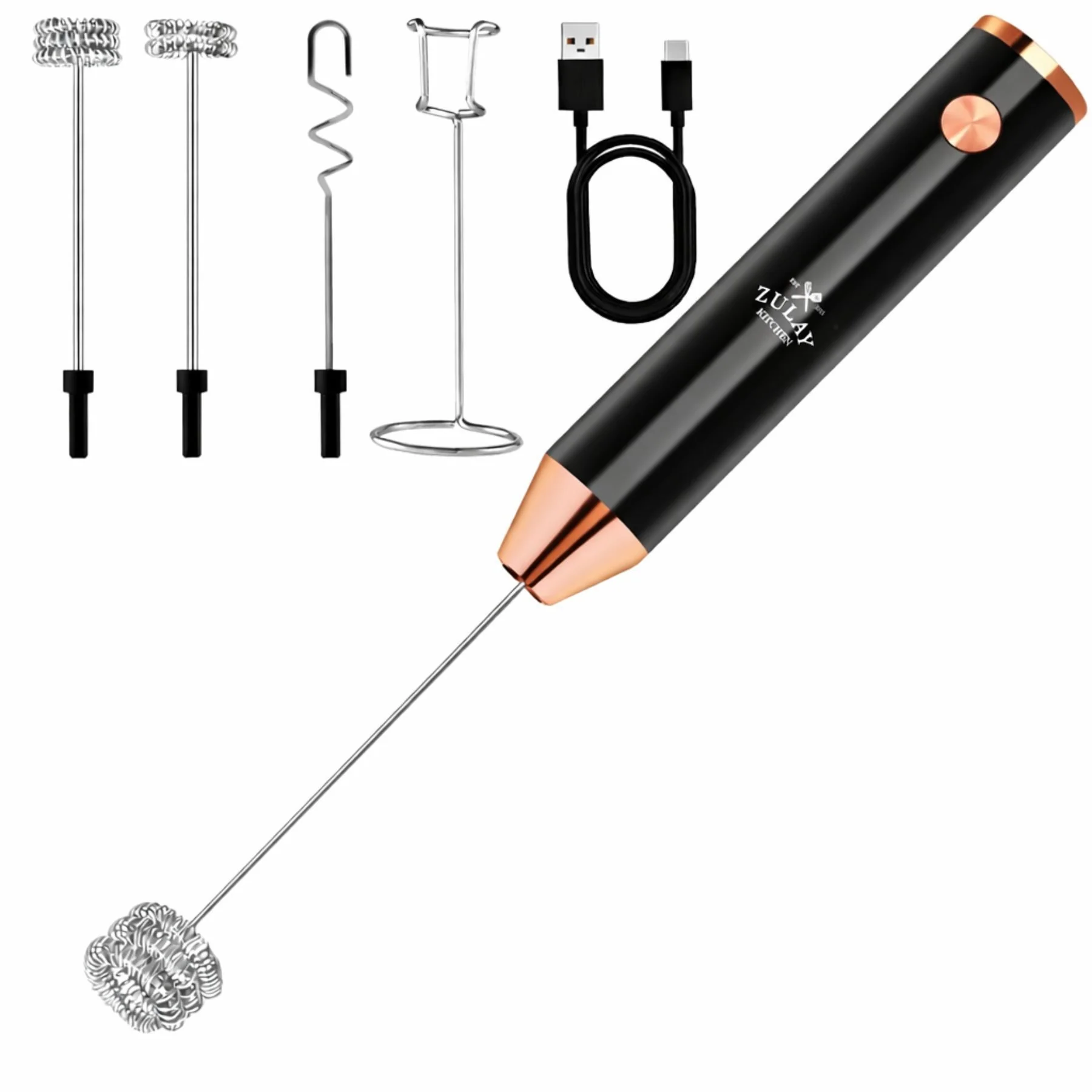 LUX™ Handheld Milk Frother – Rechargeable, 4 Whisks - Image 12