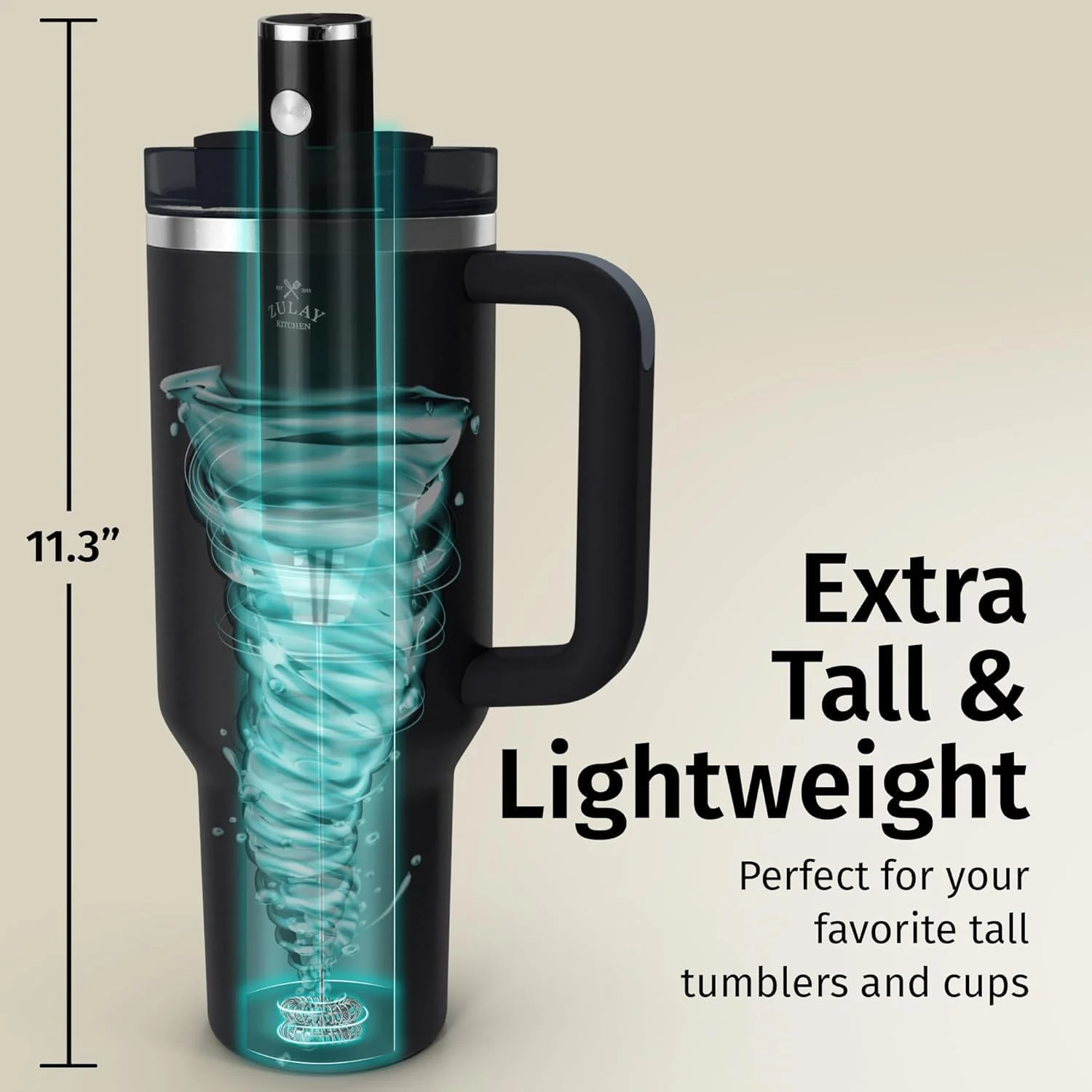 LUX™ Handheld Milk Frother – Rechargeable, 4 Whisks - Image 3