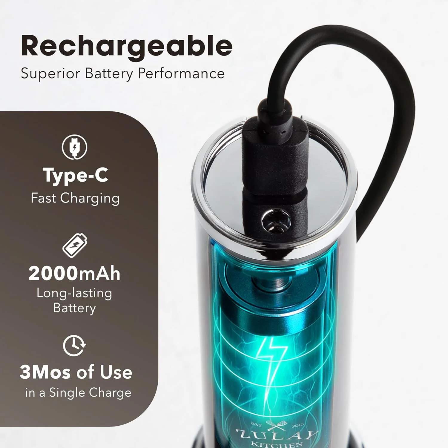 LUX™ Handheld Milk Frother – Rechargeable, 4 Whisks - Image 8