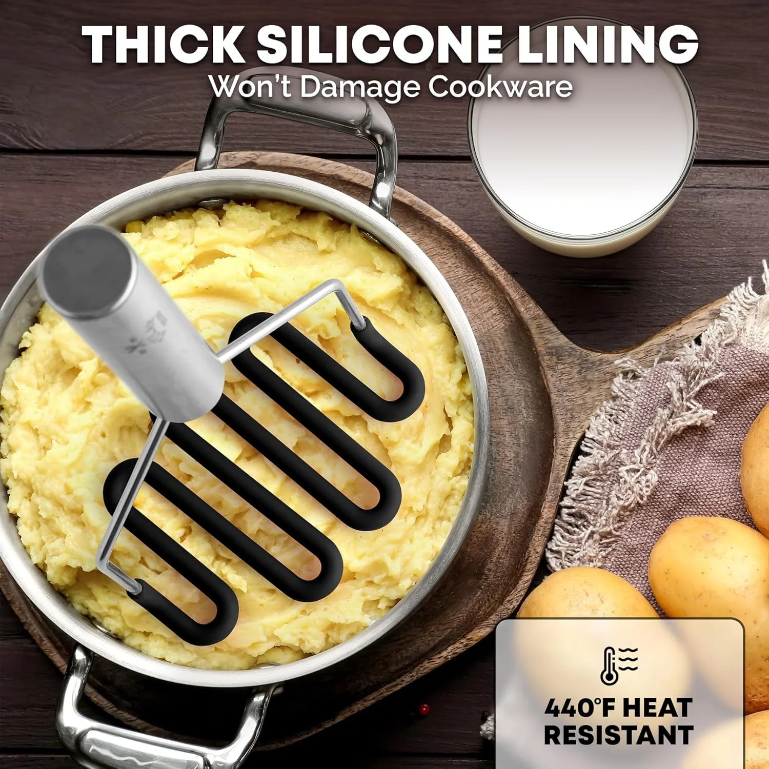 Silicone-Coated Potato Masher - Image 3