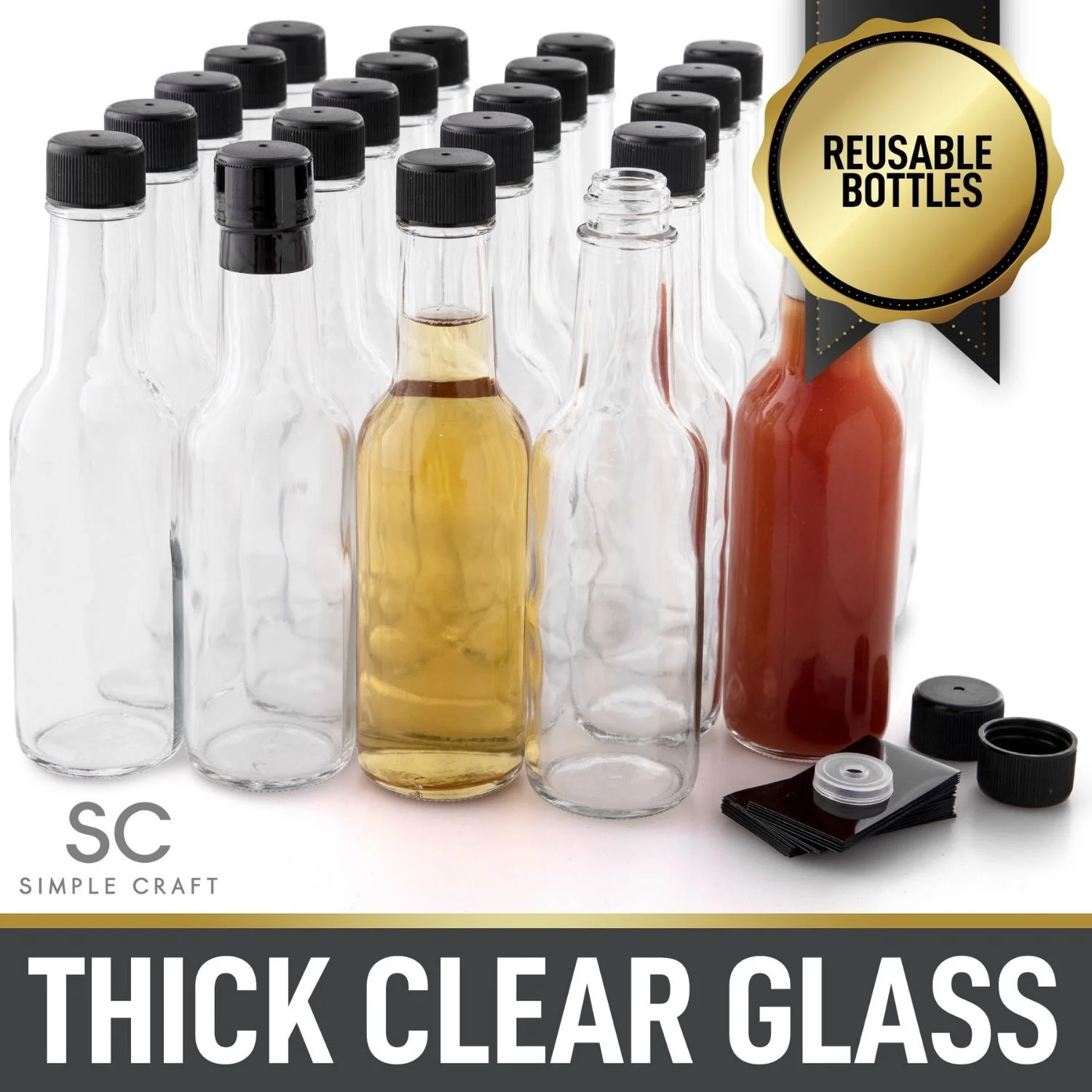Hot Sauce Glass Bottles (5 oz) - Image 2