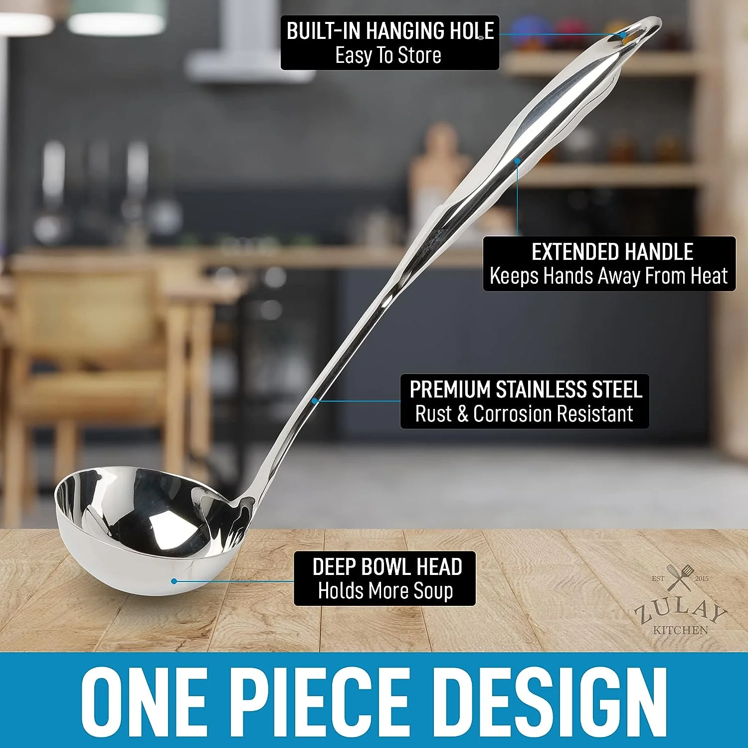 Stainless Steel Soup Ladle - 13 inch - Image 2
