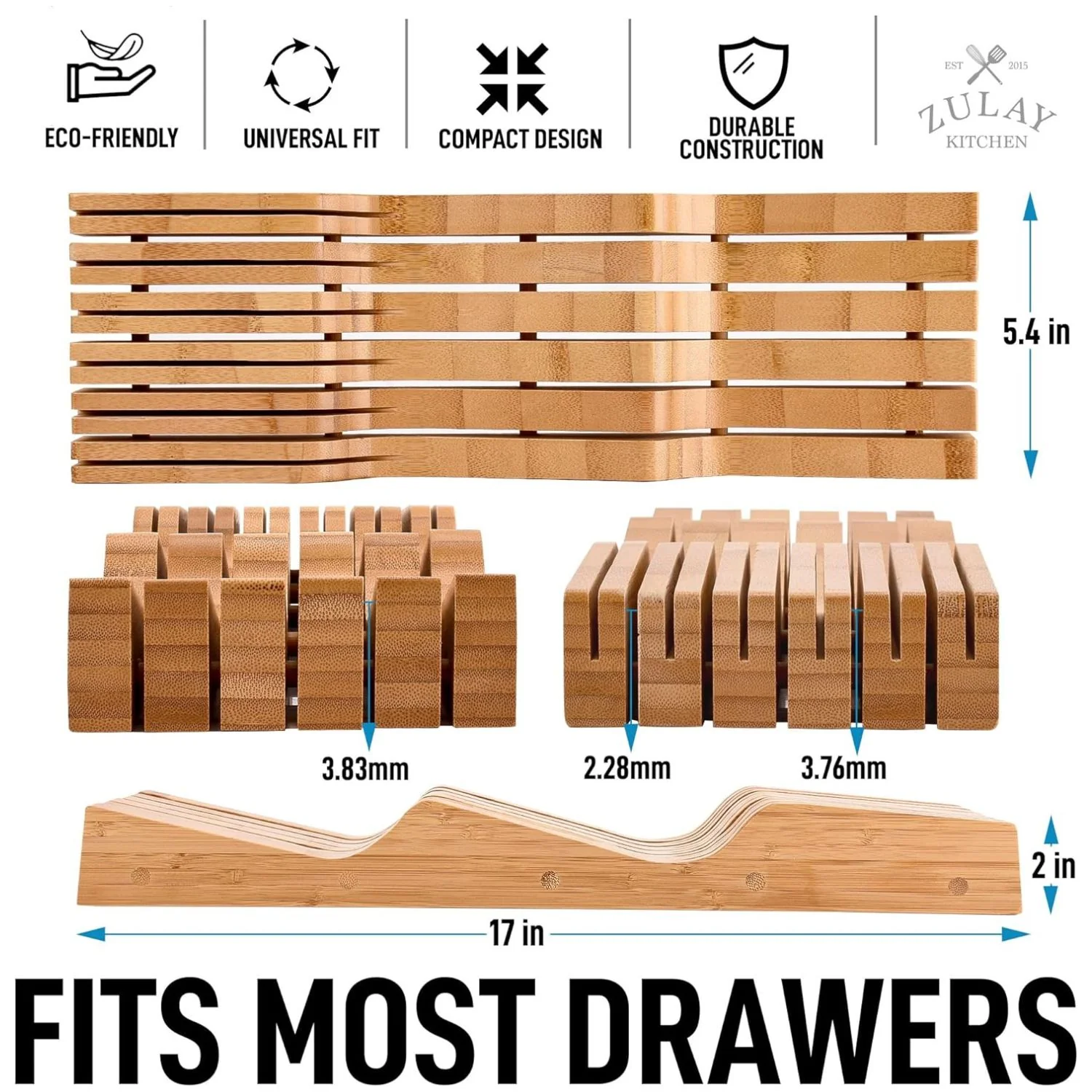 Bamboo Knife Drawer Organizer Tray - Image 4