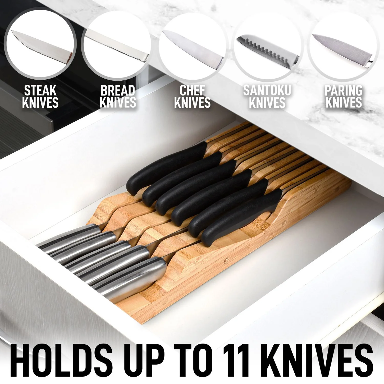 Bamboo Knife Drawer Organizer Tray - Image 5