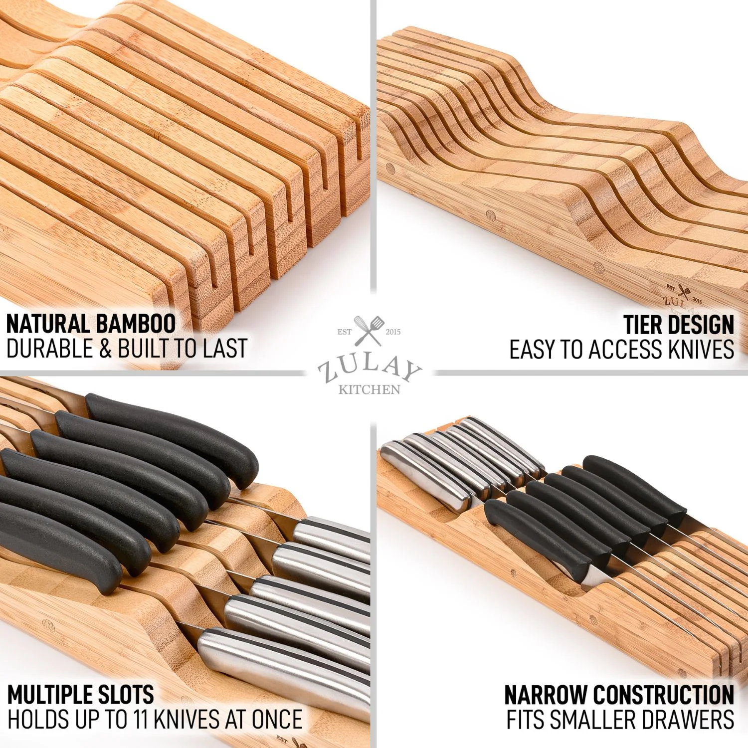Bamboo Knife Drawer Organizer Tray - Image 6
